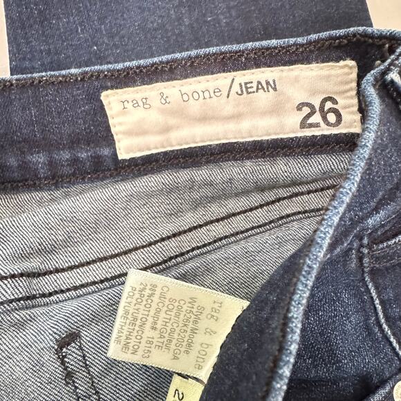 rag & bone Nina Ankle Skinny Jeans Size 26 Dark Wash Blue Mid Rise Stretch Denim - Picture 9 of 11